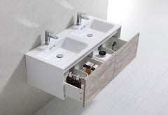 KubeBath Divario 48 in. Wall Mount Modern Bathroom Vanity - Nature Wood, D48NW