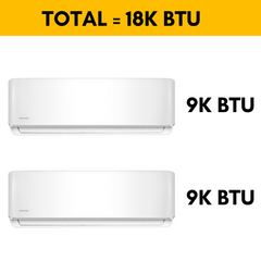 MRCOOL DIY Mini Split - 18,000 BTU 2-Zone Ductless Air Conditioner and Heat Pump with 16 ft. Install Kit, DIYM227HPW00BK1