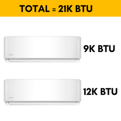 MRCOOL DIY Mini Split - 21,000 BTU 2-Zone Ductless Air Conditioner and Heat Pump with 16 ft. Install Kit, DIYM227HPW01BK1