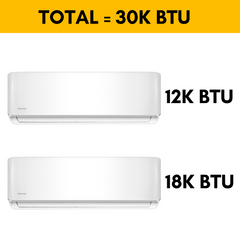 MRCOOL DIY Mini Split - 30,000 BTU 2-Zone Ductless Air Conditioner and Heat Pump with 25 ft. Install Kit, DIYM227HPW04BK2