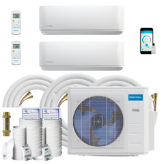 MRCOOL DIY Mini Split - 30,000 BTU 2-Zone Ductless Air Conditioner and Heat Pump with 16 ft., 25 ft. Install Kit and Coupler, DIYM236HPW03B01