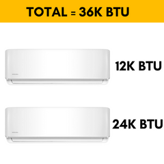 MRCOOL DIY Mini Split - 36,000 BTU 2-Zone Ductless Air Conditioner and Heat Pump with 16 ft. and 25 ft. Install Kit and Coupler, DIYM236HPW04B01