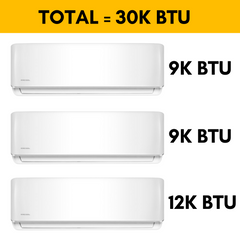 MRCOOL DIY Mini Split - 30,000 BTU 3-Zone Ductless Air Conditioner and Heat Pump with 25 ft. Install Kit, DIYM327HPW01BK2