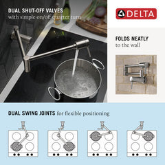 Delta Contemporary Pot Filler in Arctic Stainless, 1165LF-AR