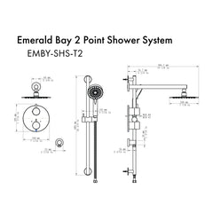 ZLINE Emerald Bay Thermostatic Shower System in Gun Metal, EMBY-SHS-T3-GM