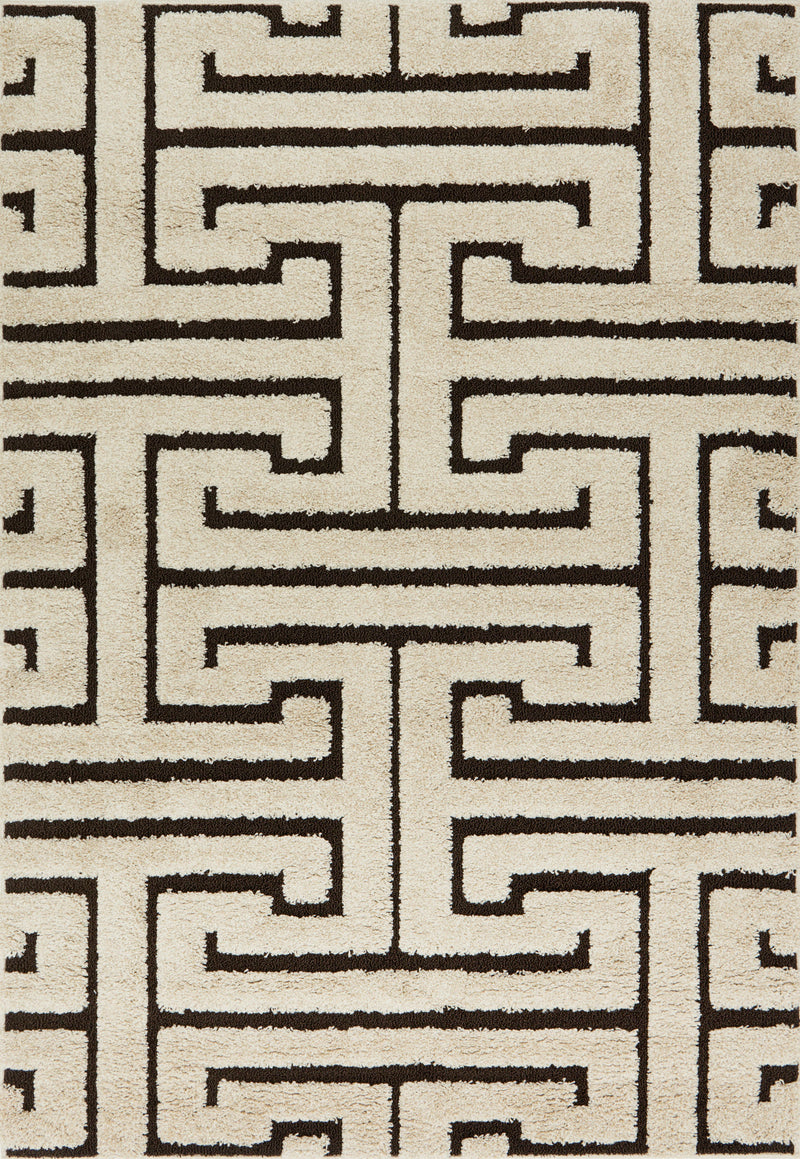 Loloi Rugs Enchant Collection Rug in Ivory, Dark Brown - 9 x 12 feet