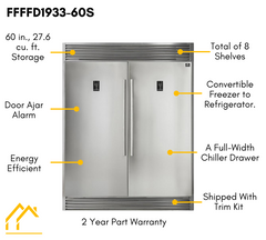 Forno Appliace Package - 48 Inch Dual Fuel Range, Wall Mount Range Hood, Refrigerator, Microwave Drawer, Dishwasher, AP-FFSGS6156-48-8