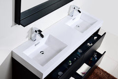 KubeBath Bliss 60 in. Double Sink Free Standing Modern Bathroom Vanity - Black, FMB60D-BK