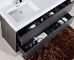 KubeBath Bliss 60 in. Double Sink Free Standing Modern Bathroom Vanity - Gray Oak, FMB60D-GO