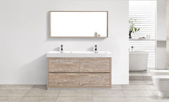 Bliss 60 in. Double Sink Free Standing Modern Bathroom Vanity - Nature Wood