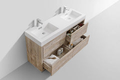 Bliss 60 in. Double Sink Free Standing Modern Bathroom Vanity - Nature Wood