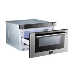 Forno Appliance Package - 36 Inch Dual Fuel Range, Wall Mount Range Hood, Microwave Drawer, AP-FFSGS6156-36-3