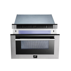 Forno Appliace Package - 36 Inch Gas Range, Wall Mount Range Hood, Refrigerator, Microwave Drawer, Dishwasher, AP-FFSGS6244-36-8