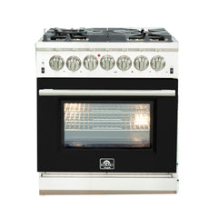 Forno 30 Inch Professional Freestanding Dual Fuel Range in Black, FFSGS6187-30BLK