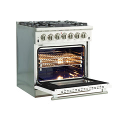 Forno 30 Inch Professional Freestanding Dual Fuel Range in White, FFSGS6187-30WHT