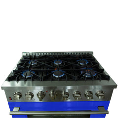 Forno 36 Inch Professional Freestanding Dual Fuel Range in Blue, FFSGS6156-36BLU