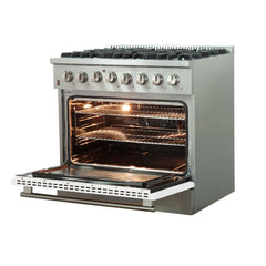 Forno 36 Inch Professional Freestanding Dual Fuel Range in White, FFSGS6156-36WHT