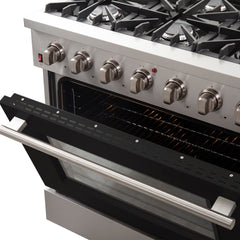 Forno 36 Inch Galiano Professional Freestanding Gas Range in Black, FFSGS6244-36BLK