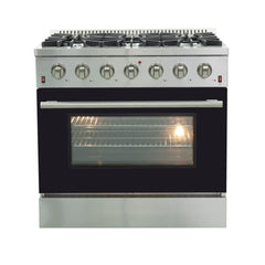 Forno 36 Inch Galiano Professional Freestanding Gas Range in Black, FFSGS6244-36BLK