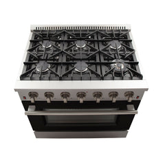 Forno 36 Inch Galiano Professional Freestanding Gas Range in Black, FFSGS6244-36BLK