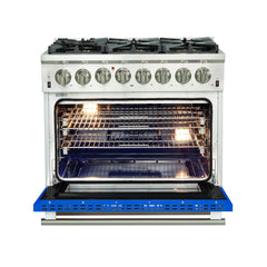 Forno 36 Inch Professional Freestanding Dual Fuel Range in Blue, FFSGS6187-36BLU