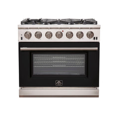 Forno 36 Inch Professional Freestanding Gas Range in Black, FFSGS6260-36BLK