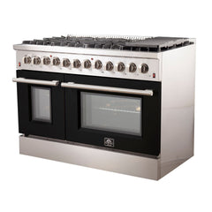 Forno 48 Inch Professional Freestanding Dual Fuel Range in Black, FFSGS6156-48BLK