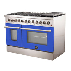 Forno 48 Inch Professional Freestanding Dual Fuel Range in Blue, FFSGS6156-48BLU