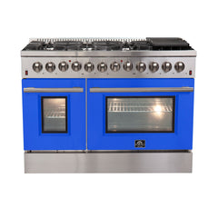 Forno 48 Inch Professional Freestanding Dual Fuel Range in Blue, FFSGS6156-48BLU