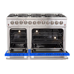 Forno 48 Inch Professional Freestanding Dual Fuel Range in Blue, FFSGS6156-48BLU