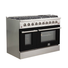 Forno 48 Inch Professional Freestanding Gas Range in Black, FFSGS6244-48BLK