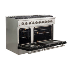 Forno 48 Inch Professional Freestanding Gas Range in Black, FFSGS6244-48BLK