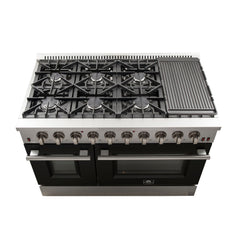 Forno 48 Inch Professional Freestanding Gas Range in Black, FFSGS6244-48BLK