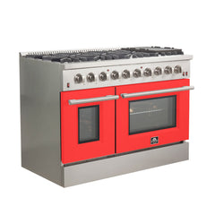 Forno 48 Inch Professional Freestanding Gas Range in Red, FFSGS6244-48RED