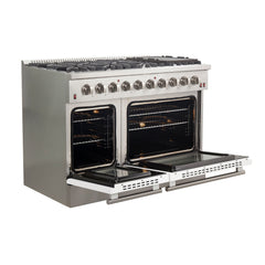 Forno 48 Inch Professional Freestanding Gas Range in White, FFSGS6244-48WHT