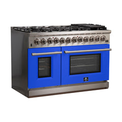 Forno 48 Inch Professional Freestanding Dual Fuel Range in Blue, FFSGS6187-48BLU