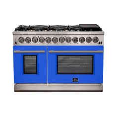 Forno 48 Inch Professional Freestanding Dual Fuel Range in Blue, FFSGS6187-48BLU