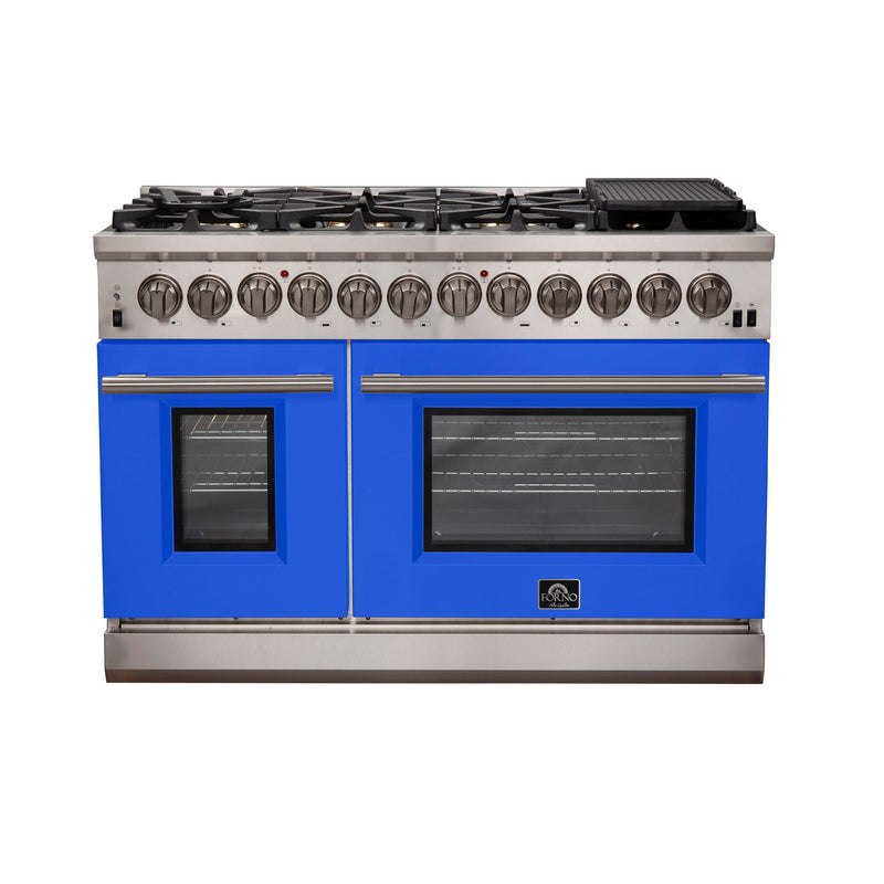 Forno 48 Inch Professional Freestanding Dual Fuel Range in Blue, FFSGS6187-48BLU