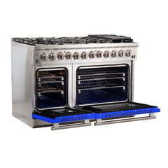 Forno 48 Inch Professional Freestanding Dual Fuel Range in Blue, FFSGS6187-48BLU