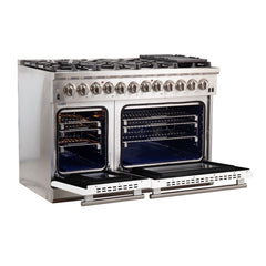 Forno 48 Inch Professional Freestanding Dual Fuel Range in White, FFSGS6187-48WHT