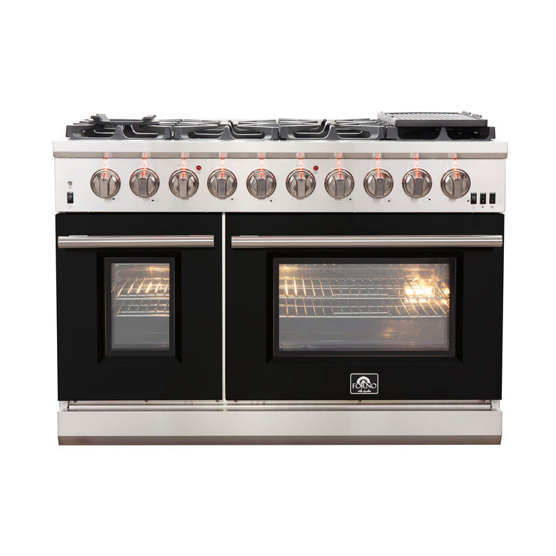 Forno 48 Inch Professional Freestanding Gas Range in Black, FFSGS6260-48BLK