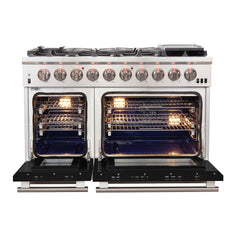 Forno 48 Inch Professional Freestanding Gas Range in Black, FFSGS6260-48BLK