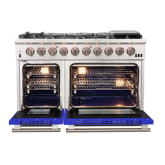 Forno 48 Inch Professional Freestanding Gas Range in Blue, FFSGS6260-48BLU