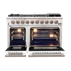 Forno 48 Inch Professional Freestanding Gas Range in White, FFSGS6260-48WHT