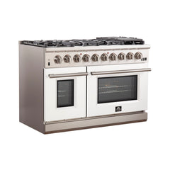 Forno 48 Inch Professional Freestanding Gas Range in White, FFSGS6260-48WHT