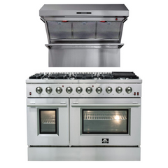 Forno Appliance Package- 48 Inch Gas Range, Wall Mount Range Hood, AP-FFSGS6244-48