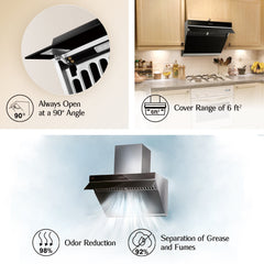 Fotile Appliance Package 30 In. Gas Range and 30 In. Black Range Hood with Push Buttons, 850 CFM, AP-RLS30506