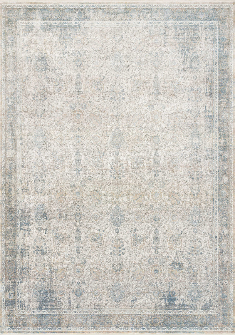 Loloi Rugs Gemma Collection Rug in Sky, Ivory - 5 x 7.3 feet