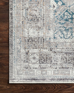 Loloi Rugs Gemma Collection Rug in Silver, Blue - 2.7 x 12 feet