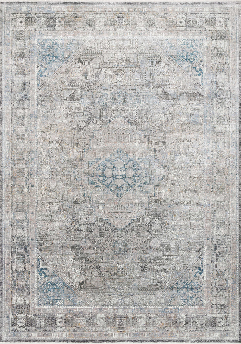 Loloi Rugs Gemma Collection Rug in Silver, Blue - 2.7 x 12 feet